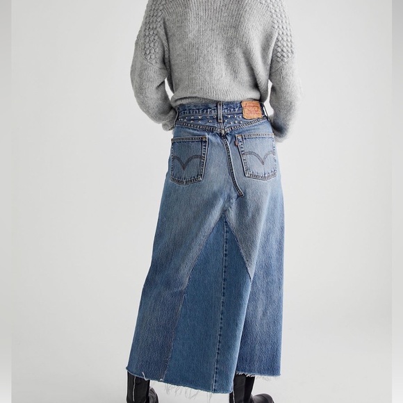 Free People Tricia Fix embellished studded denim maxi skirt - Picture 2 of 16